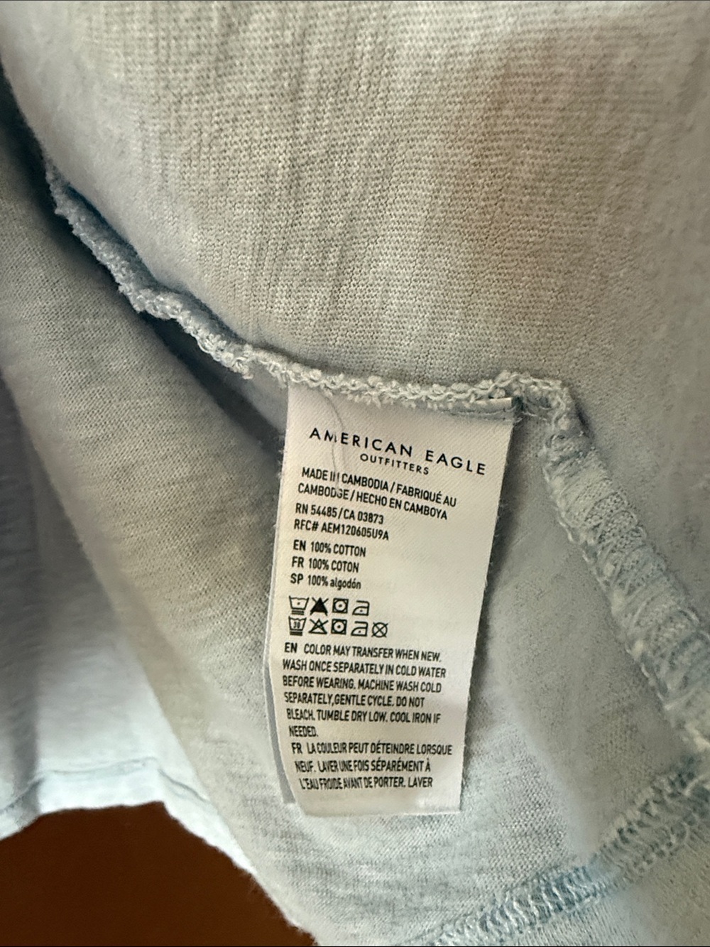 NWOT American Eagle Light Blue 100% Cotton Off-Shoulder Top - Picture 3 of 6